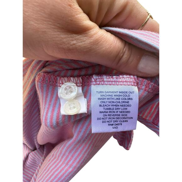 Vineyard Vines Pink Grey Striped Soft Knit Golf Polo - Small - Picture 5 of 8